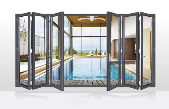 Chống bão Đen cửa nhôm gấp đôi với hồ sơ dày