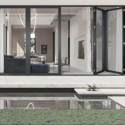 Kích cỡ tùy chỉnh Cửa bên ngoài nhôm gấp đôi Bảo vệ nhiệt đa tấm bền