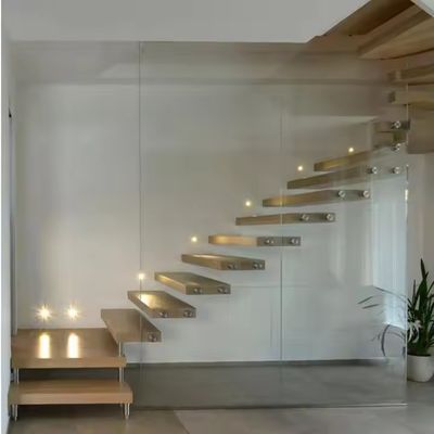Laminated Glass Tread Thang nổi có thể tùy chỉnh với Solid Carbon Steel Stringer