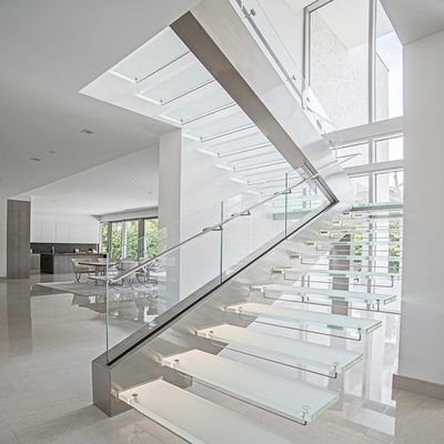 Aluminum U Profile Channel Glass Stair Railing With Glass Clamp Stair Handrail Top Rail Frame (Máy kéo cầu thang bằng ống kính)