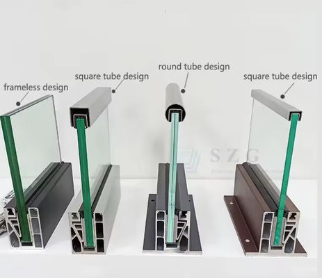 Lamel U Channel Glass Balustrade Lắp đặt trên cùng với kính mạ