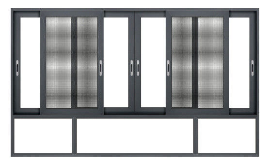 Kháng bão ngoài trời Slimline cửa trượt nhôm phun fluorocarbon