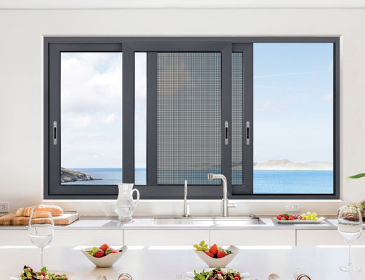 Kháng bão ngoài trời Slimline cửa trượt nhôm phun fluorocarbon