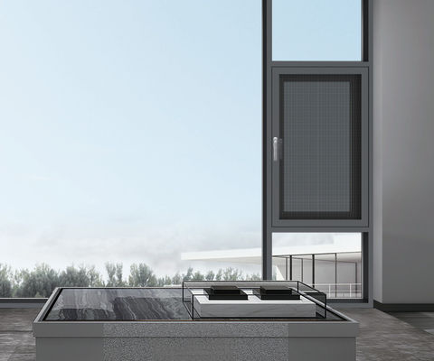 Màn kính nhôm có lớp phủ bột mở ra bên trong với kính kép