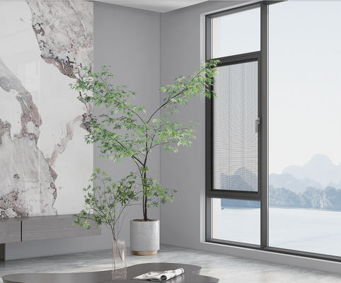 Màn kính nhôm có lớp phủ bột mở ra bên trong với kính kép