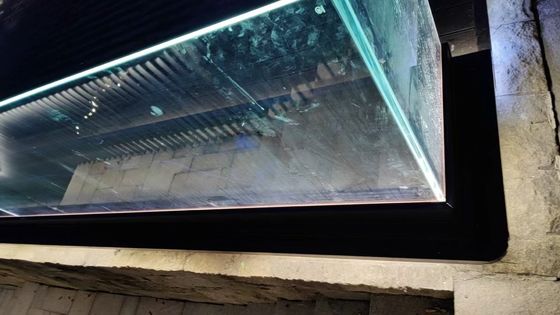 Không có khung nhôm và kính hàng rào hình chữ nhật với đèn LED
