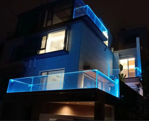 Lớp rào kính ngoài trời nhôm U Channel nhẹ với đèn LED