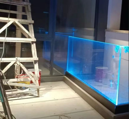 U Channel Aluminium Glass Balustrade Với đèn LED cho ban công ngoài trời