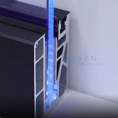 12mm cầu thang không khung kính ban công hàng rào U kênh với đèn LED