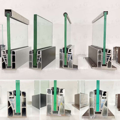 Tự chỉnh 12mm nhôm U Channel Glass Railing 304 SS Handrail Frameless Glass Balustrade