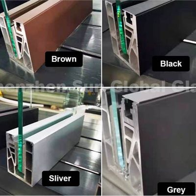 Thiết kế hiện đại Glass hàng rào ban công Handrail U Channel Glass Railing For Indoor Outdoor