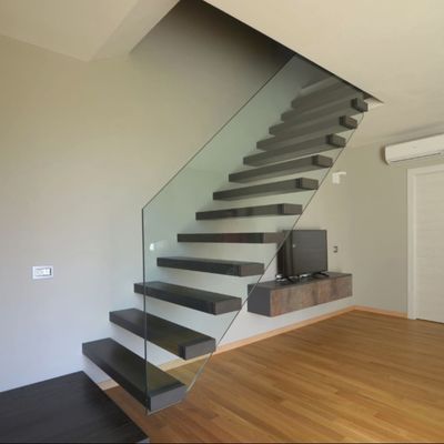Villa / Phòng trang trí cầu thang nội thất mở cao cầu thang thủy tinh nổi bằng gỗ