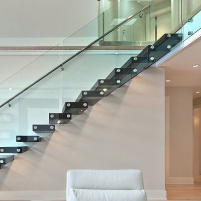 Villa / Phòng trang trí cầu thang nội thất mở cao cầu thang thủy tinh nổi bằng gỗ