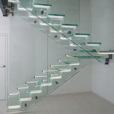 Hình dạng tùy chỉnh Thiết kế cầu thang nổi với hàng rào kính 10mm Chọn độ dày kính