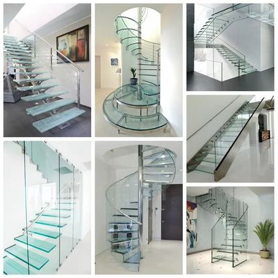 Hình dạng tùy chỉnh Thiết kế cầu thang nổi với hàng rào kính 10mm Chọn độ dày kính