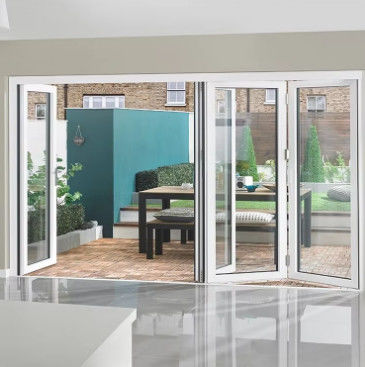 Thiết kế hệ thống cửa gấp trượt nhôm Kiểm soát không thấm nước Khóa nhiệt chống âm cửa kính