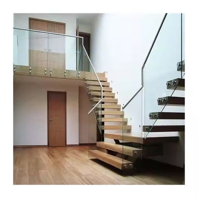 Laminated Glass Tread Thang nổi có thể tùy chỉnh với Solid Carbon Steel Stringer