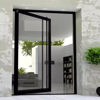 4-12mm Double Glassing Aluminum Pivot Door với kính trong suốt và vật liệu lưới màn hình thép không gỉ