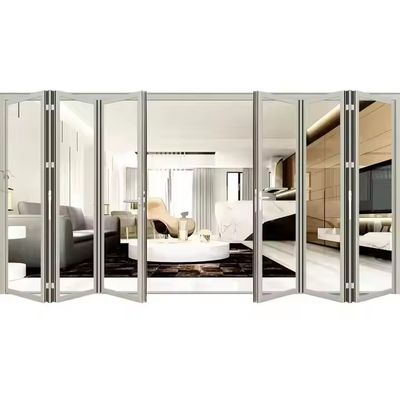 Heavy Duty Bạch khung nhôm kính Bifolding Patio cửa trượt