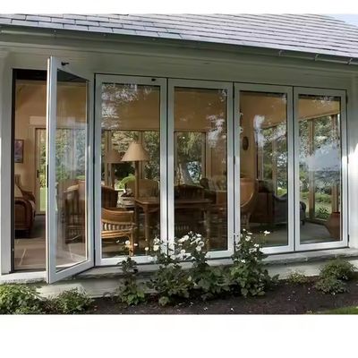 Heavy Duty Bạch khung nhôm kính Bifolding Patio cửa trượt