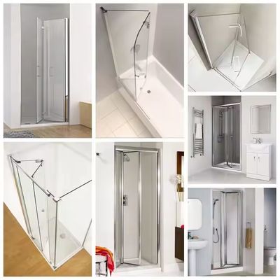 Phòng tắm vòi sen hiện đại khung vàng với phụ kiện phần cứng tùy chỉnh và cửa kính cường lực tay nắm phòng tắm