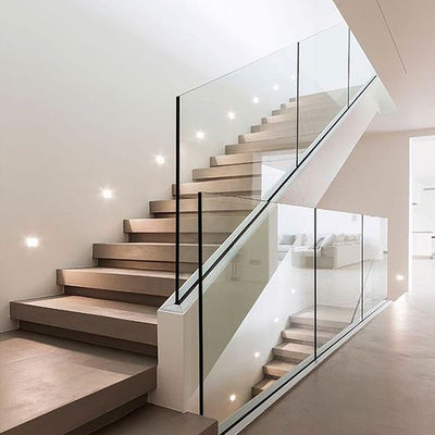 Aluminum U Profile Channel Glass Stair Railing With Glass Clamp Stair Handrail Top Rail Frame (Máy kéo cầu thang bằng ống kính)