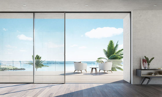 Cửa trượt nhôm đơn giản hiện đại với phần cứng thép không gỉ và khung củng cố