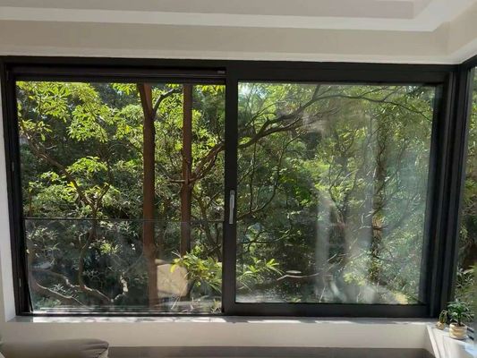 Cửa sổ lùa khung nhôm đen hai lớp kính tùy chỉnh