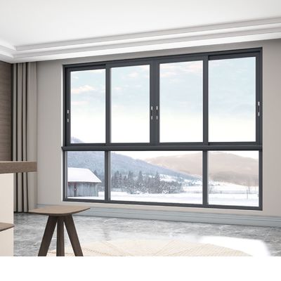 Double Glass Horizontal Soundproof Heatproof Thương mại nhôm cửa sổ trượt
