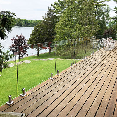 12mm dày LED có sẵn U Channel Glass Railing cho Composite Decking Frameless Glass Balustrade