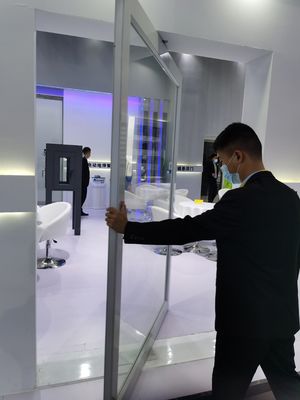 Slim Frame Aluminium Pivot Door Tempered Clear Glass Entrance Pivot Door
