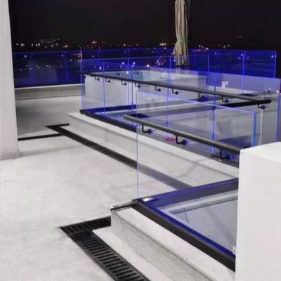 Đường rào sàn kính hiện đại ngoài trời kính nóng U Channel không khung 12-20mm Balcony Balustrades