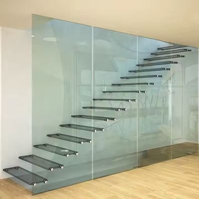 Hình dạng tùy chỉnh Thiết kế cầu thang nổi với hàng rào kính 10mm Chọn độ dày kính