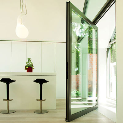 Hình kim loại nhôm thiết kế sang trọng Laminated Glass Pivot cửa trước trong kích thước tùy chỉnh cho loại kính đơn và đôi