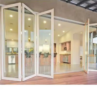 Heavy Duty Bạch khung nhôm kính Bifolding Patio cửa trượt