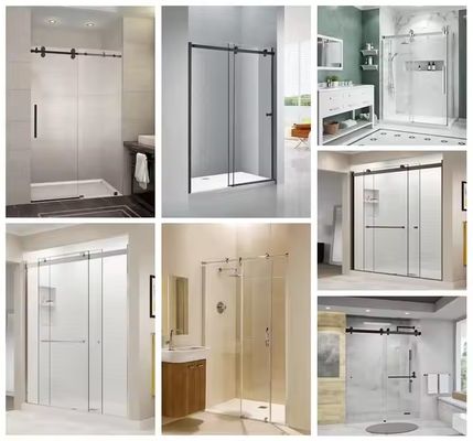 Phòng tắm vòi sen hiện đại khung vàng với phụ kiện phần cứng tùy chỉnh và cửa kính cường lực tay nắm phòng tắm
