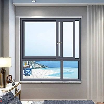 Cửa sổ lùa khung nhôm đen hai lớp kính tùy chỉnh